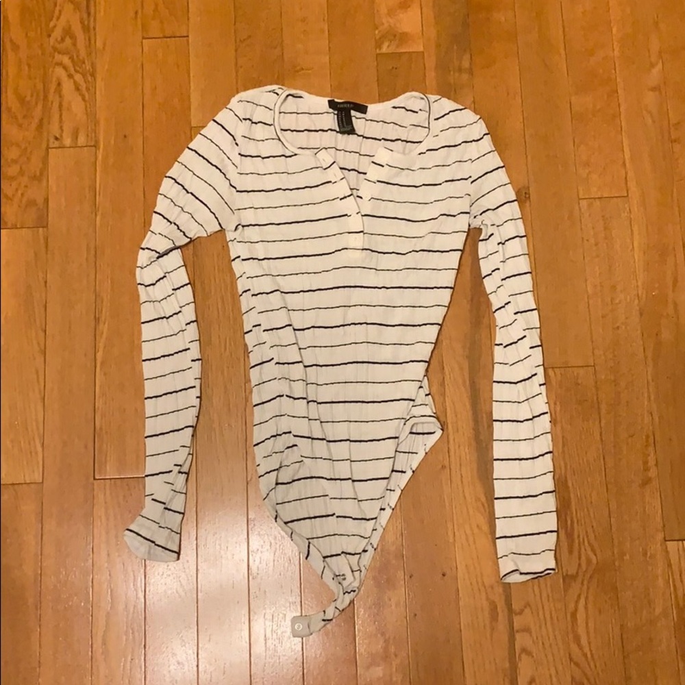F21 striped bodysuit